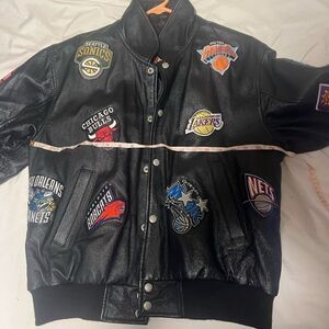 Jeff Hamilton NBA Leather Jacket patch work